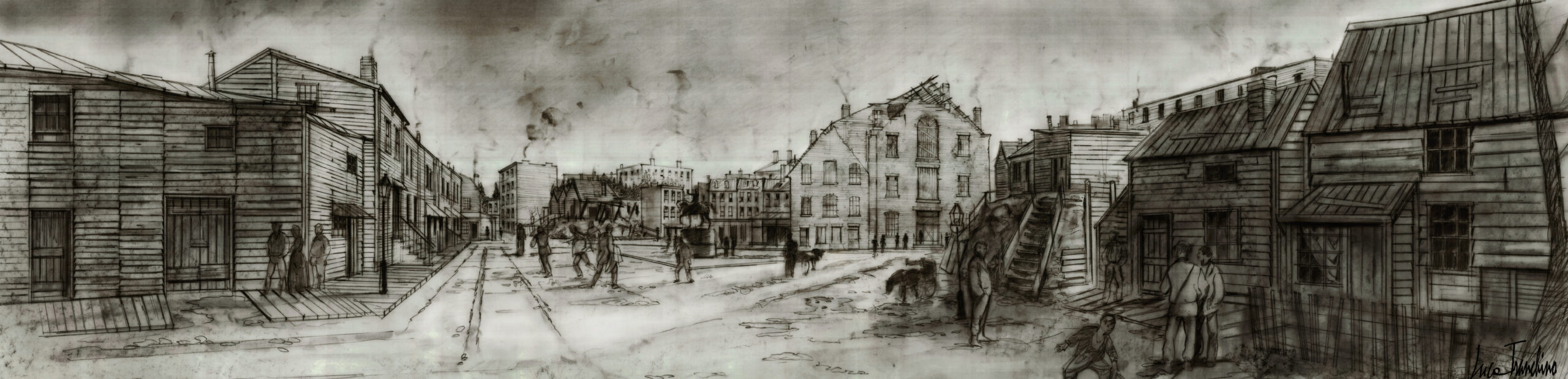 Gangs of New York - Directed by Martin Scorsese - Five Points Square - Design Sketch by Luca Tranchino - ©2002 - Miramax Films