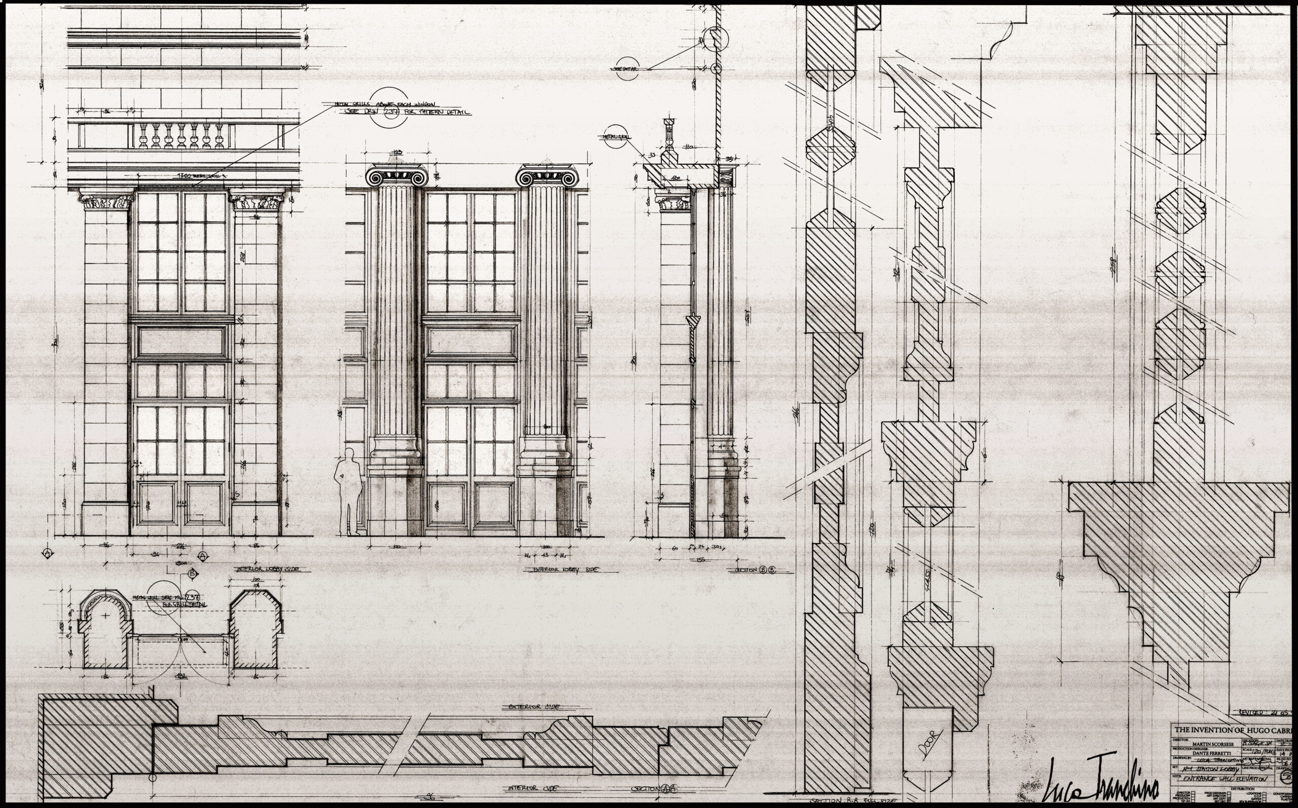 HUGO - Directed by Martin Scorsese - Int. Montparnasse Station, Technical Drawing Details by Luca Tranchino - ©2011 - Sony Pictures
