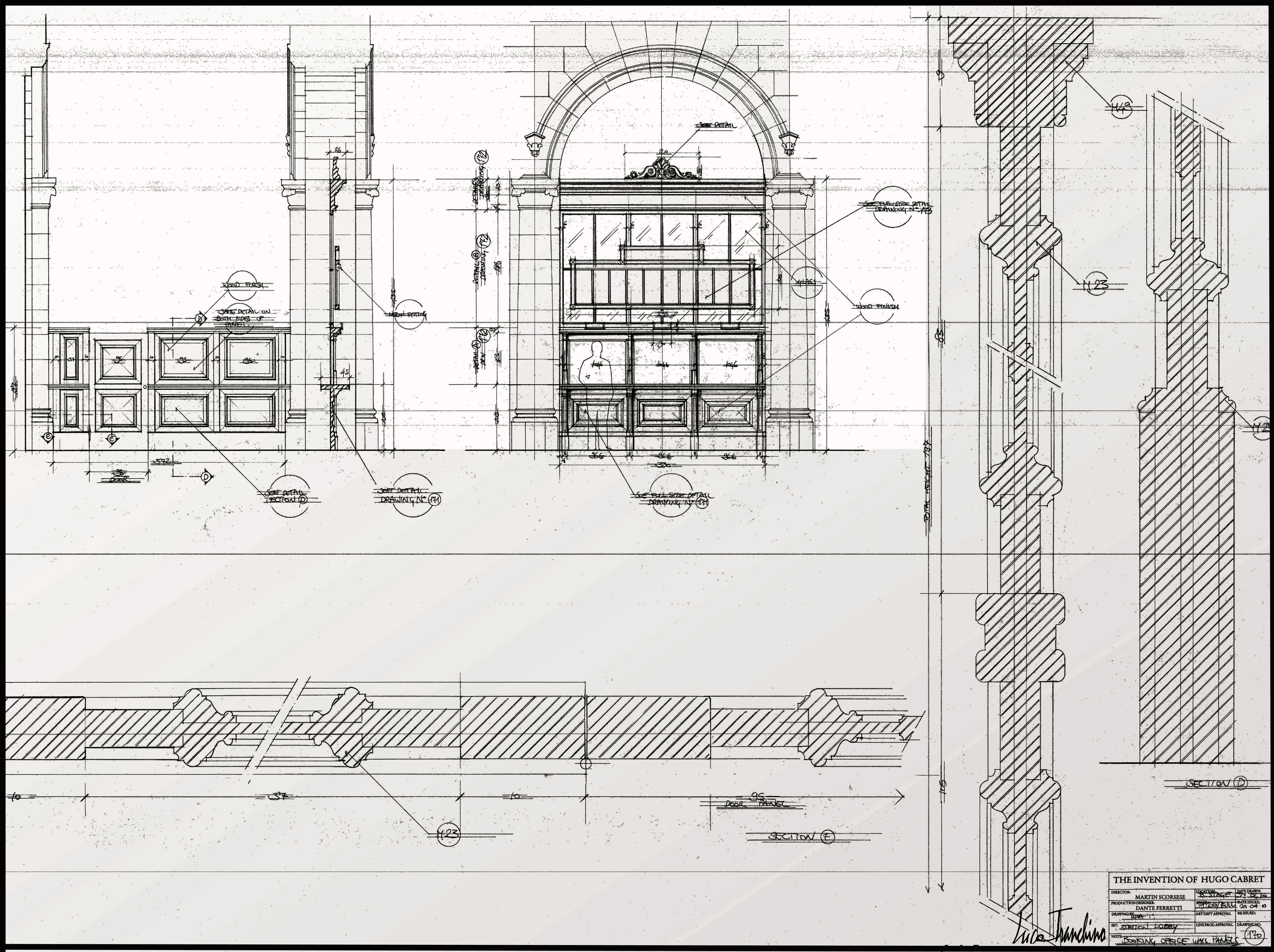 HUGO - Directed by Martin Scorsese - Int. Montparnasse Station, Technical Drawing Details by Luca Tranchino - ©2011 - Sony Pictures