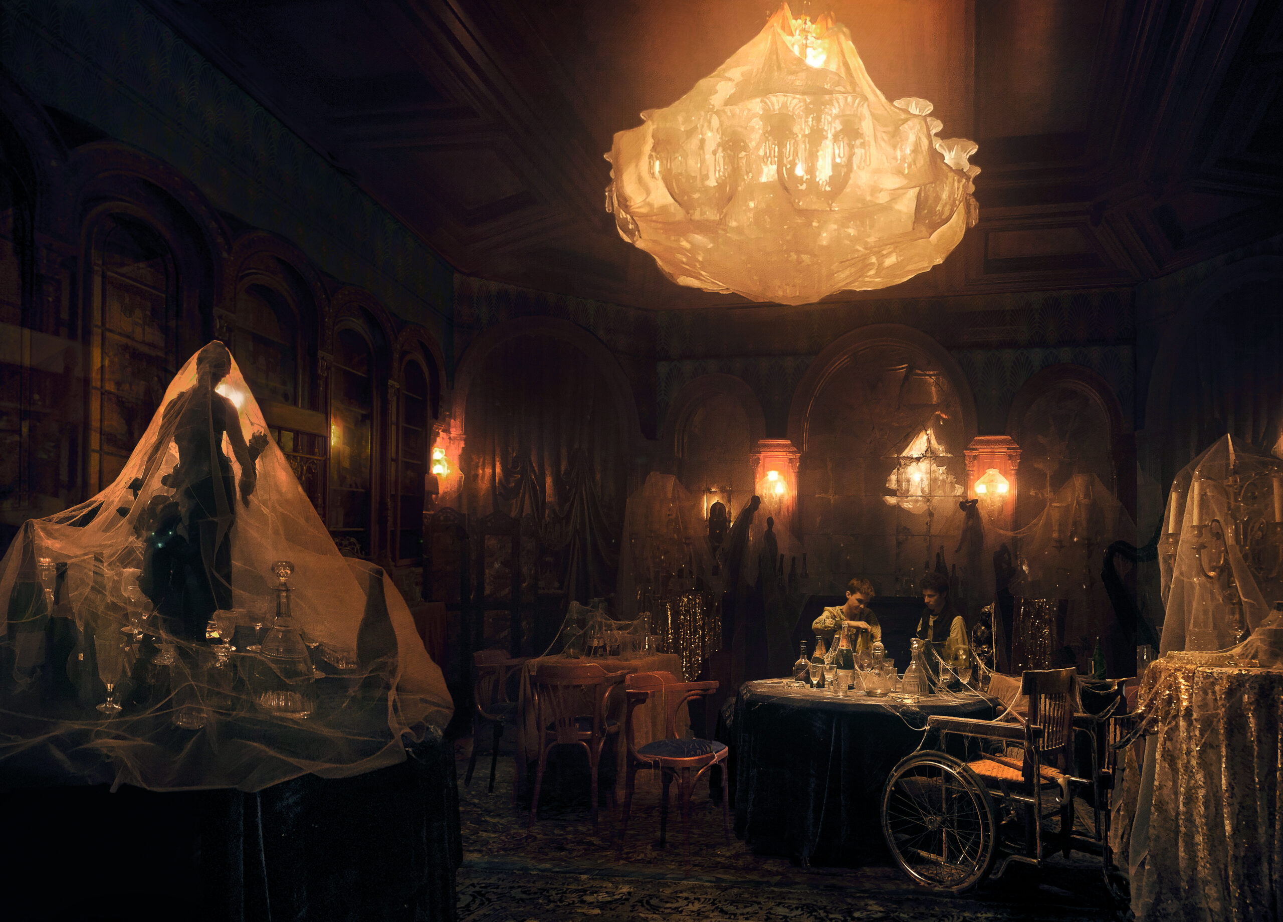 THE DOORMAN - Directed by Ryuhei Kitamura - Production Design by Luca Tranchino - Int. Speakeasy - ©2020 - Lionsgate