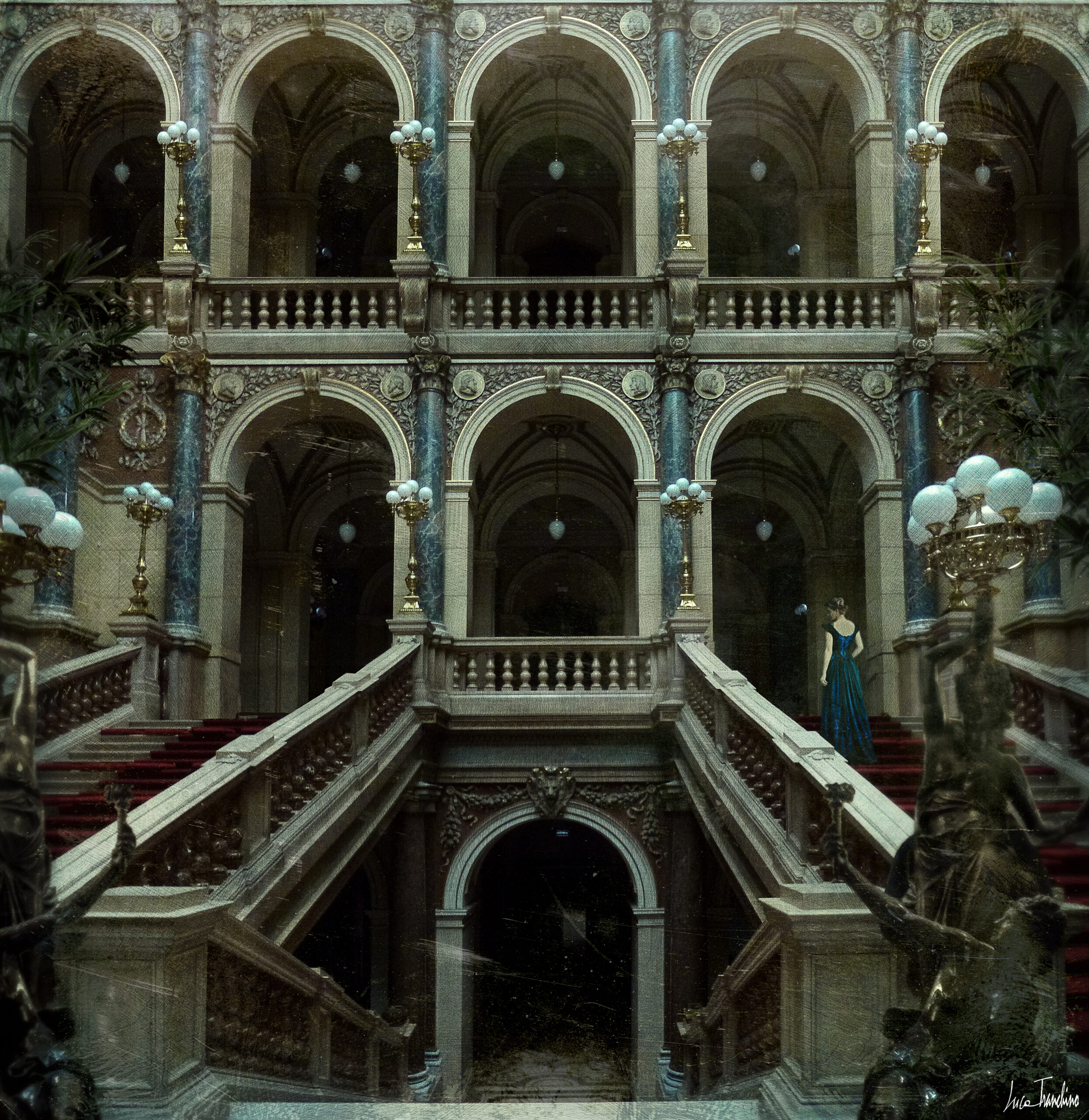 “Int. Staircase”, Concept Art by Luca Tranchino - ©2020 - Mixed Media
